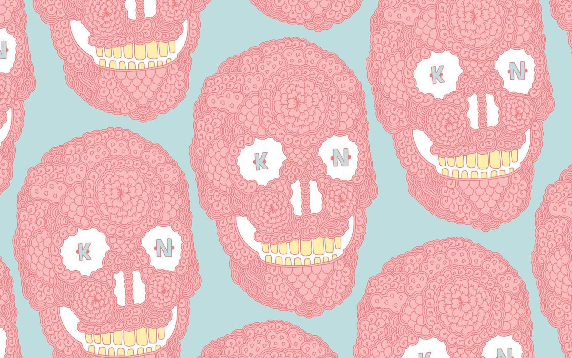 pastel pink skull, ornate sugar skulls, K and N eyes, Full HD Desktop Wallpaper