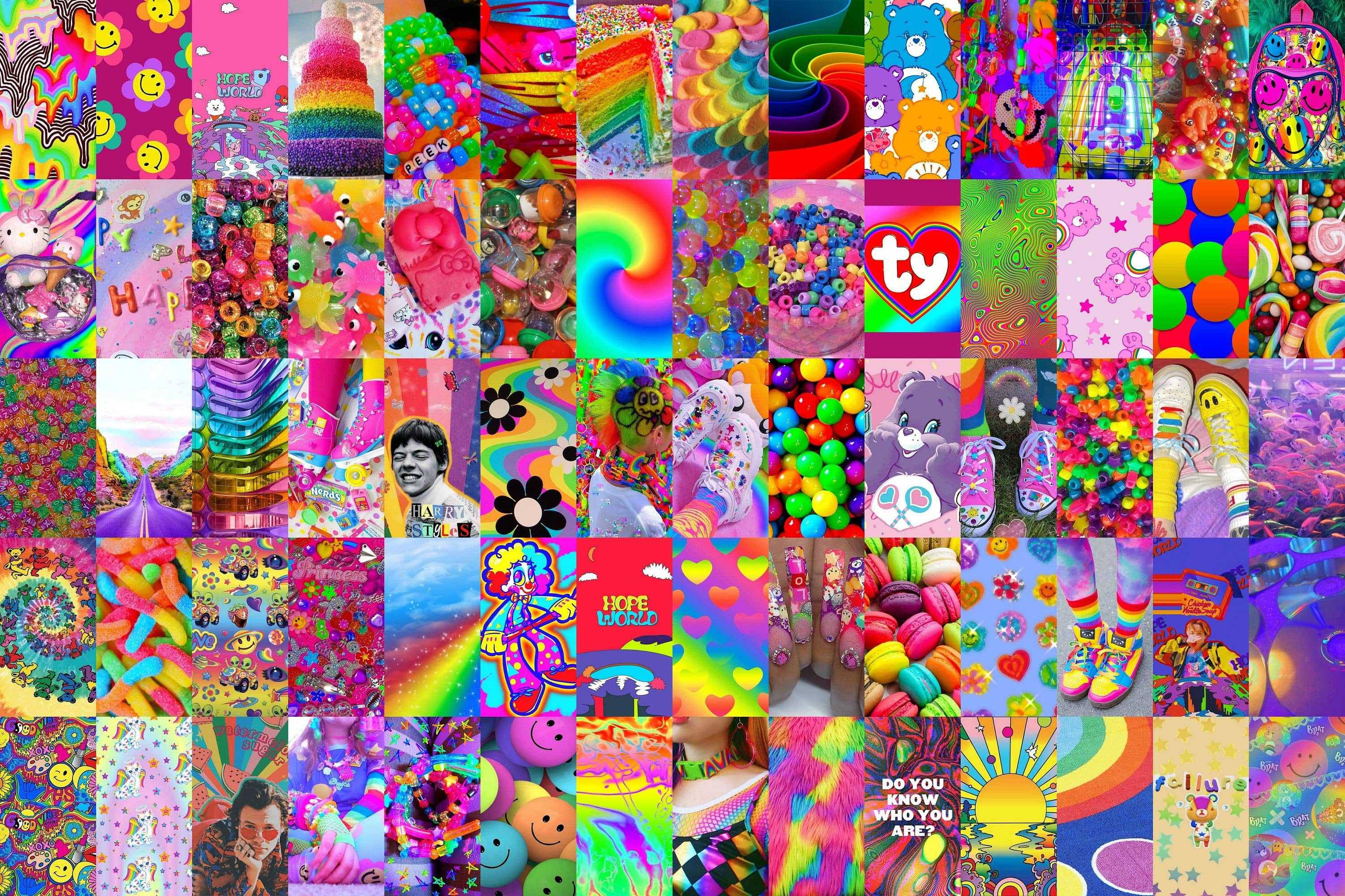 kidcore photo series, indie kid, rainbow swirls, 2K Desktop Wallpaper