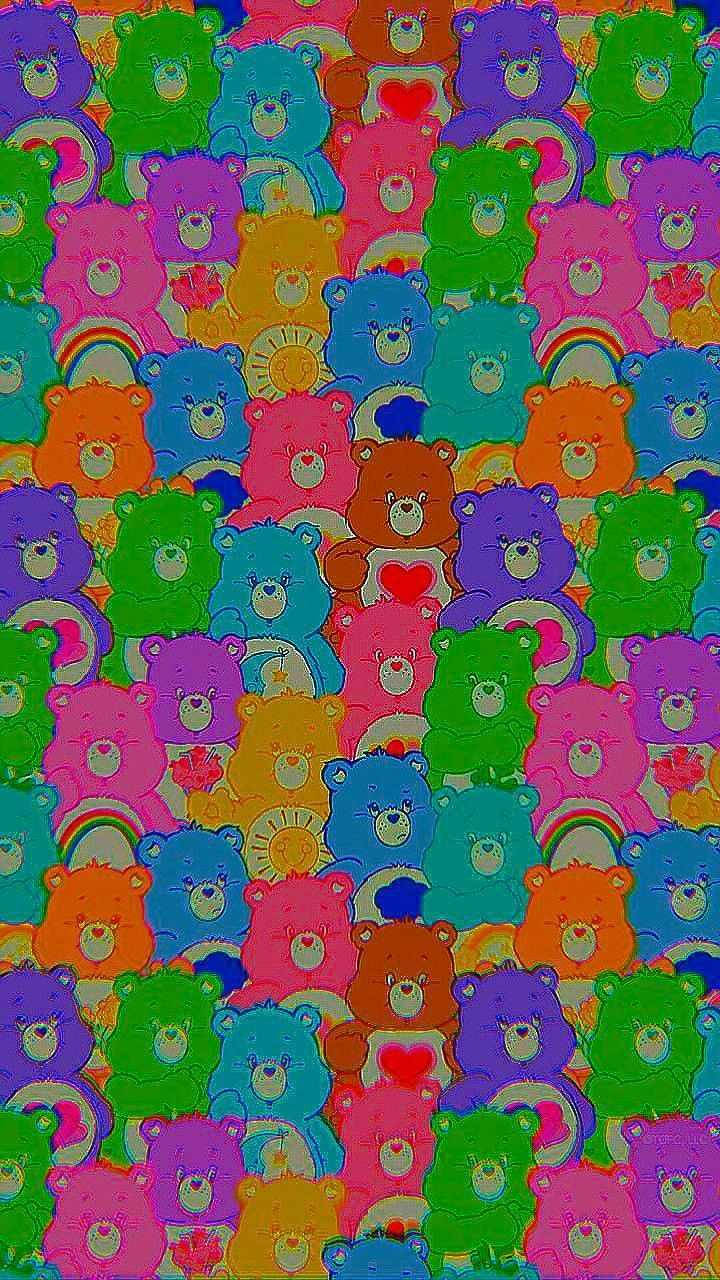 Indie Kid, colorful Carebears, repeating pattern, HD Phone Wallpaper
