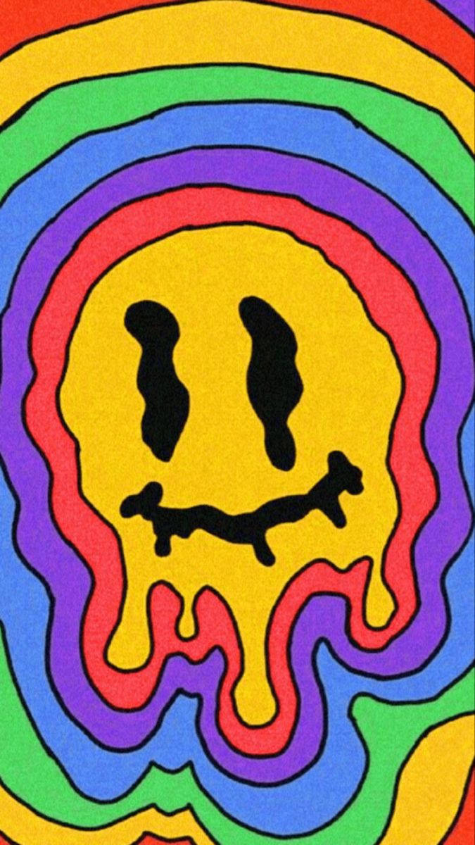 Indie Kid, colorful ghost smile, psychedelic rainbow swirl, SD Phone Wallpaper