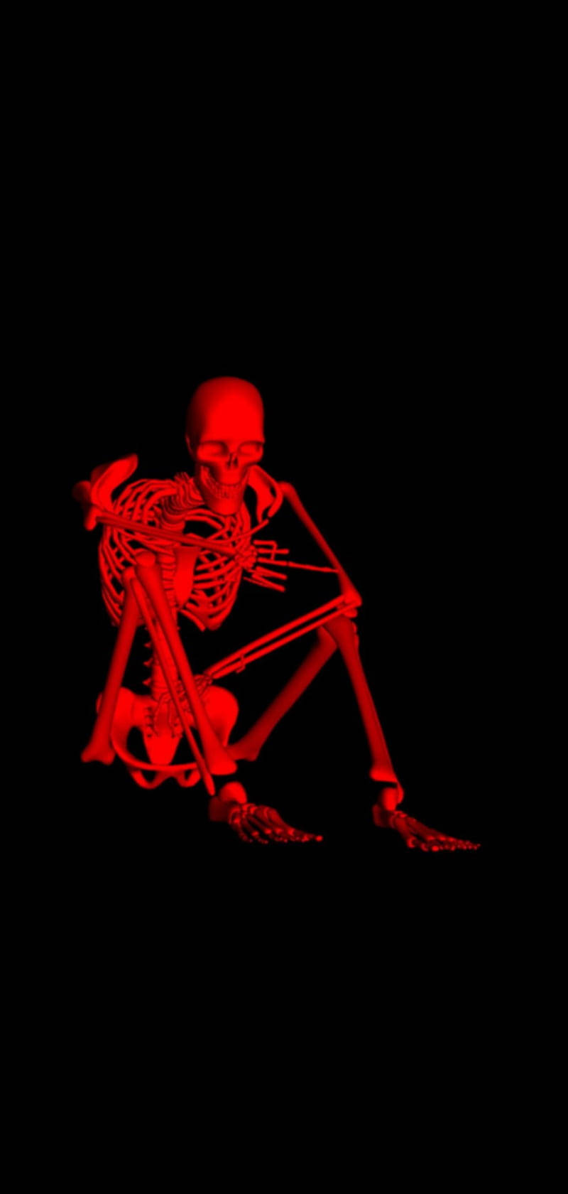 red skeleton, black indie kid, glowing red, HD Phone Wallpaper