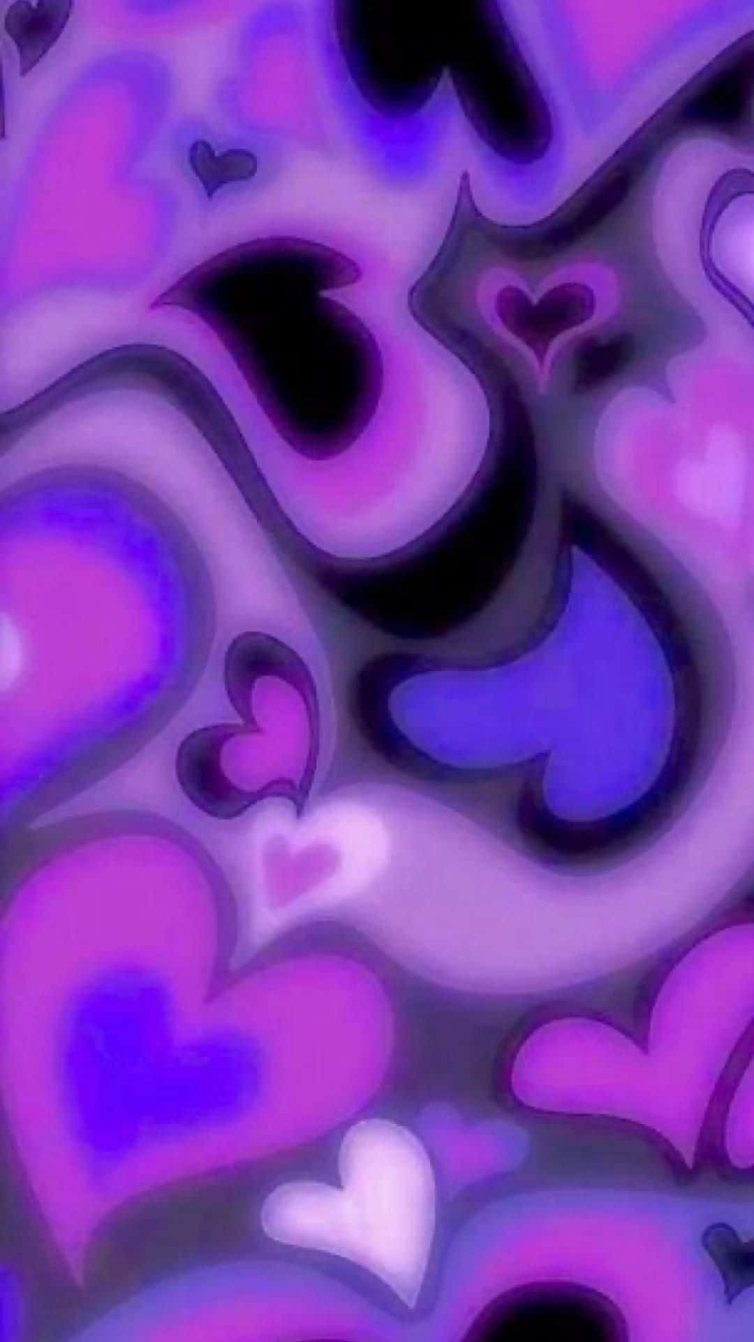 Indie iPhone, glowing purple hearts, pink hearts, Full HD Phone Wallpaper