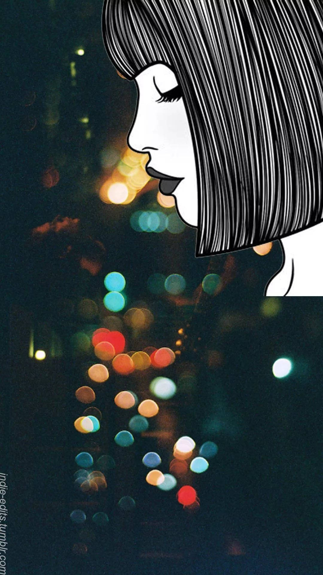 woman, bob haircut, vibrant bokeh lights, Full HD Phone Wallpaper