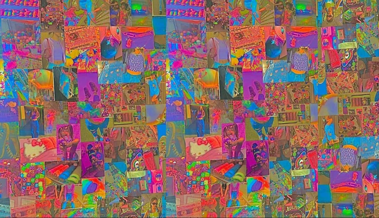 artistic indie aesthetic, desktop collage, colorful cartoon scenes, HD Desktop Wallpaper