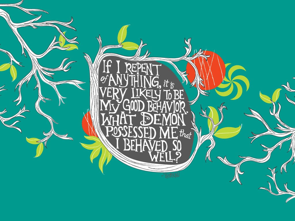 teal background, white illustrated branches, green leaves, SD Desktop Wallpaper