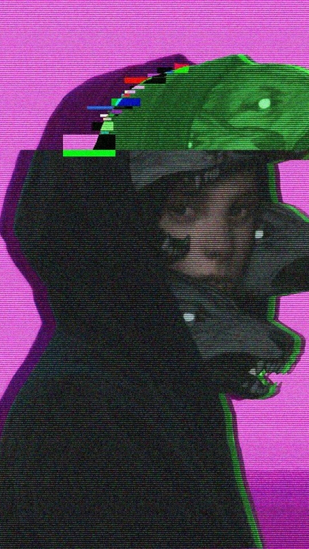 Indie Art, green hat, vibrant pink background, Full HD Phone Wallpaper