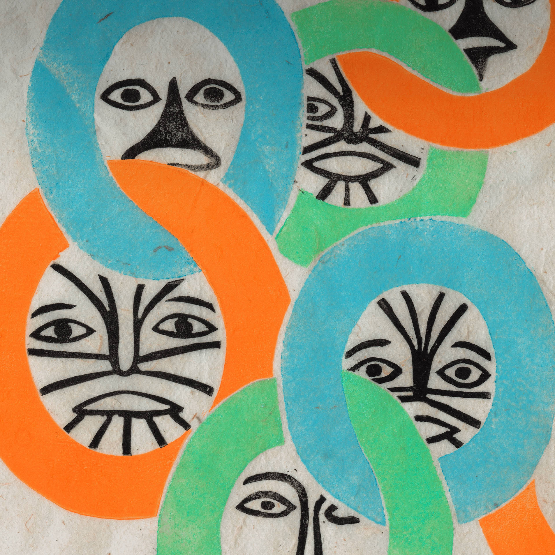 O's, indigenous painted faces, orange, Full HD Desktop Wallpaper