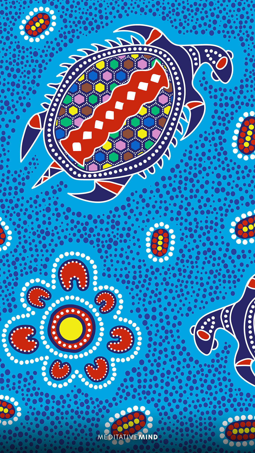 Indigenous, turtle, dot painting style, Full HD Phone Wallpaper