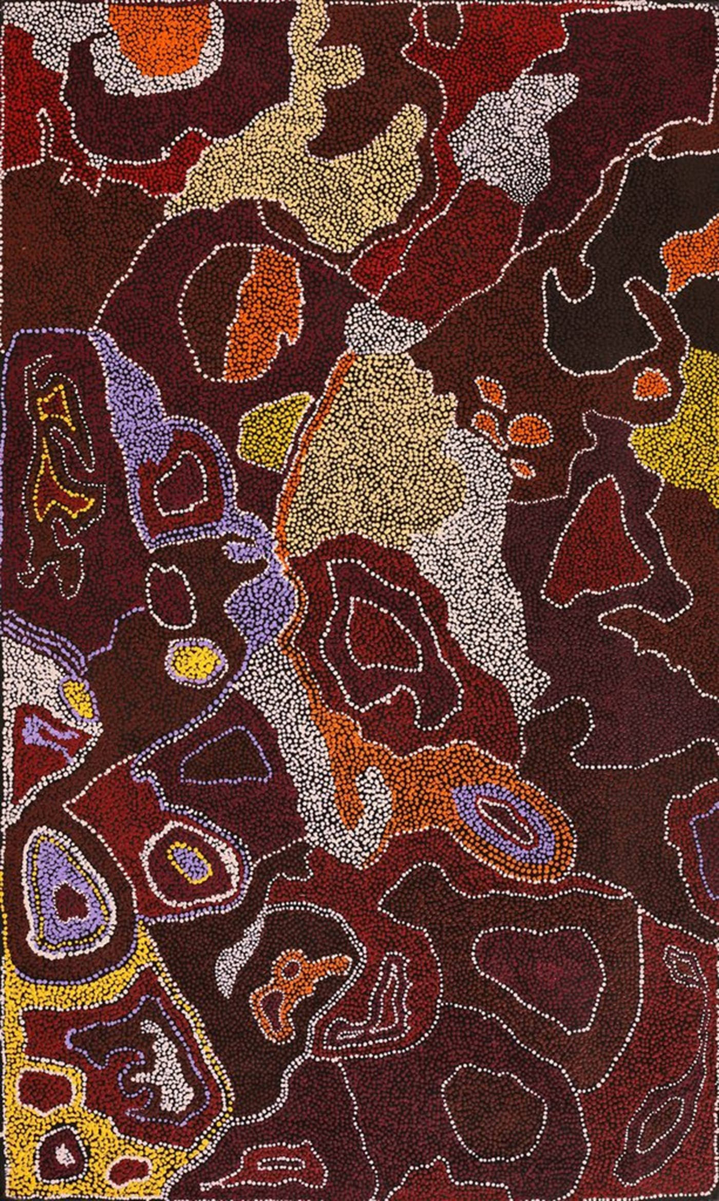 Indigenous Sand Art, vibrant abstract dot painting, swirling patterns, Full HD Phone Wallpaper