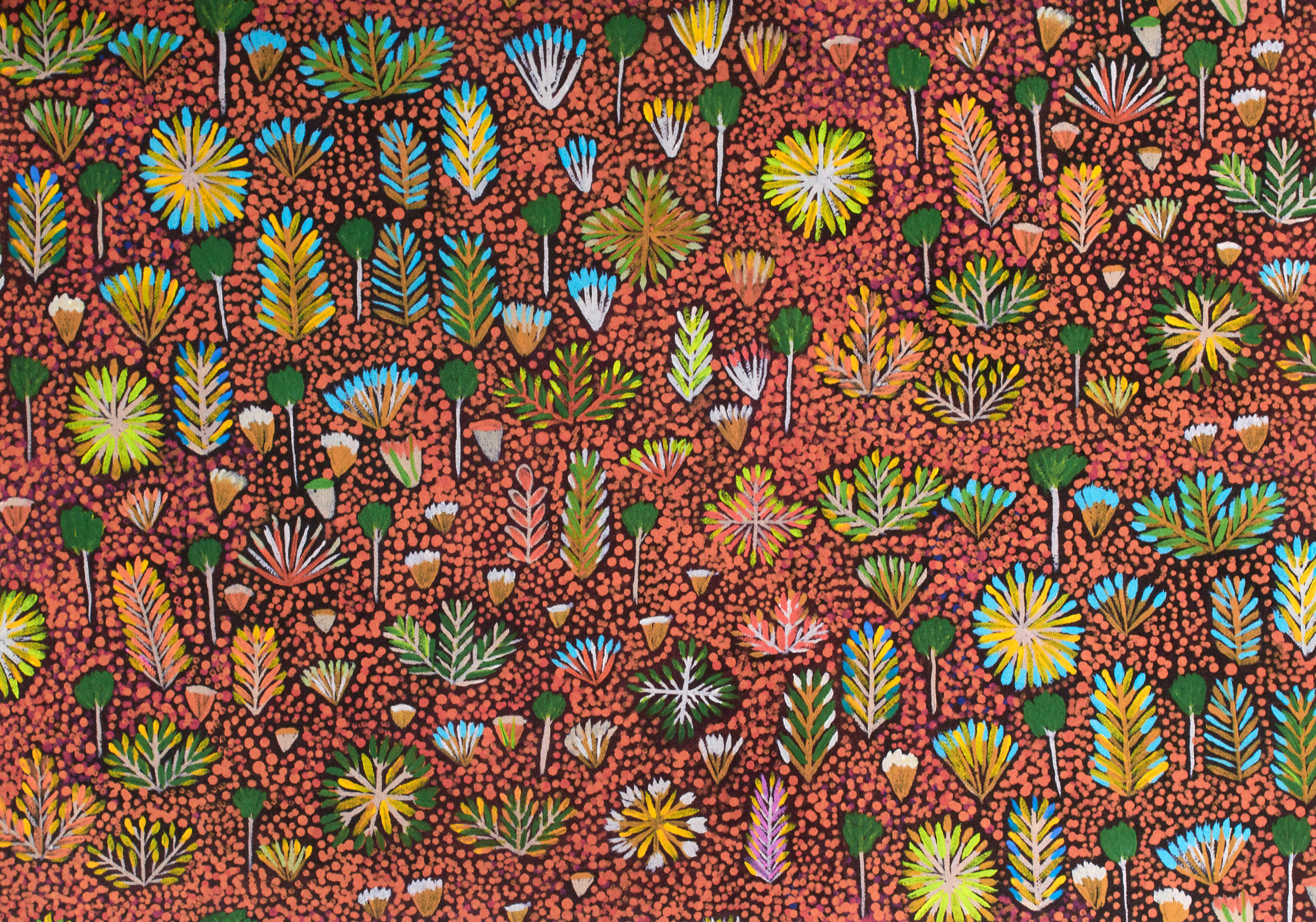 Indigenous, autumn trees, stylized colorful leaves, Full HD Desktop Wallpaper