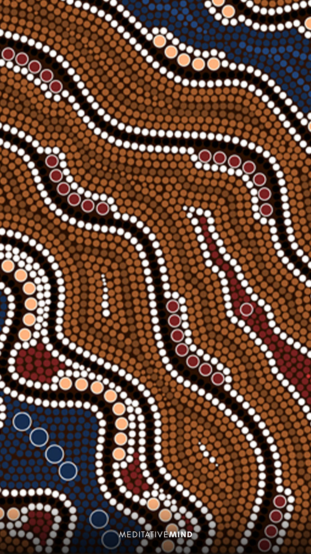 Indigenous Water Stream Artwork, vibrant abstract patterns, flowing dots, Full HD Phone Wallpaper