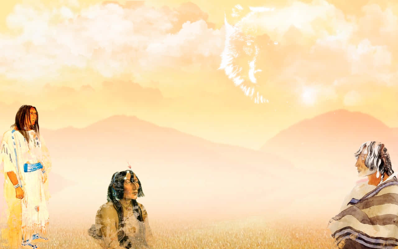 Native American, indigenous figures, traditional attire, HD Desktop Wallpaper