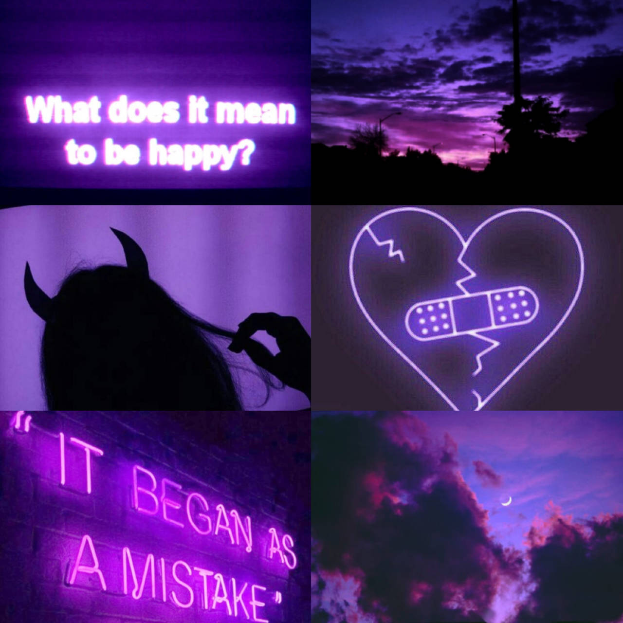 purple neon lights, what does it mean to be happy, broken heart, HD Desktop Wallpaper