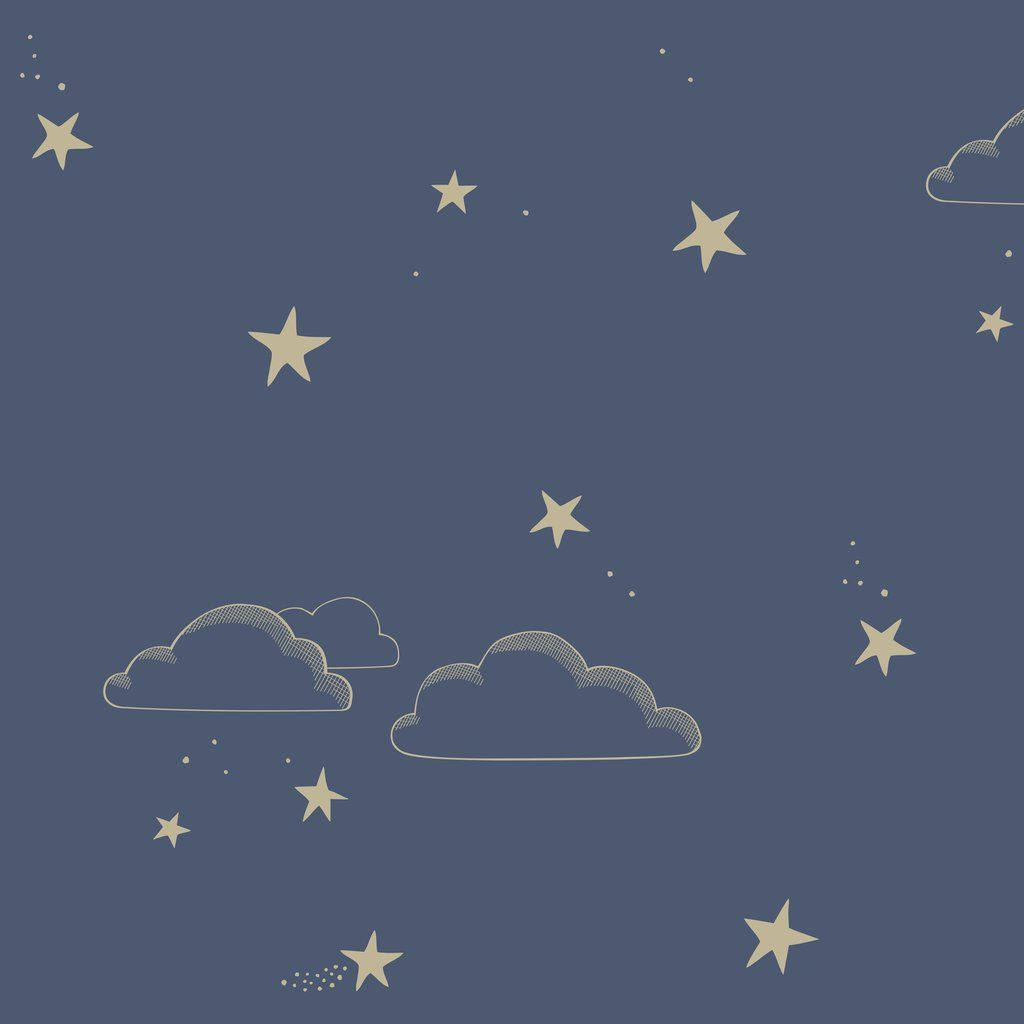 Indigo Aesthetic, deep blue background, pale gold stars, SD Desktop Wallpaper