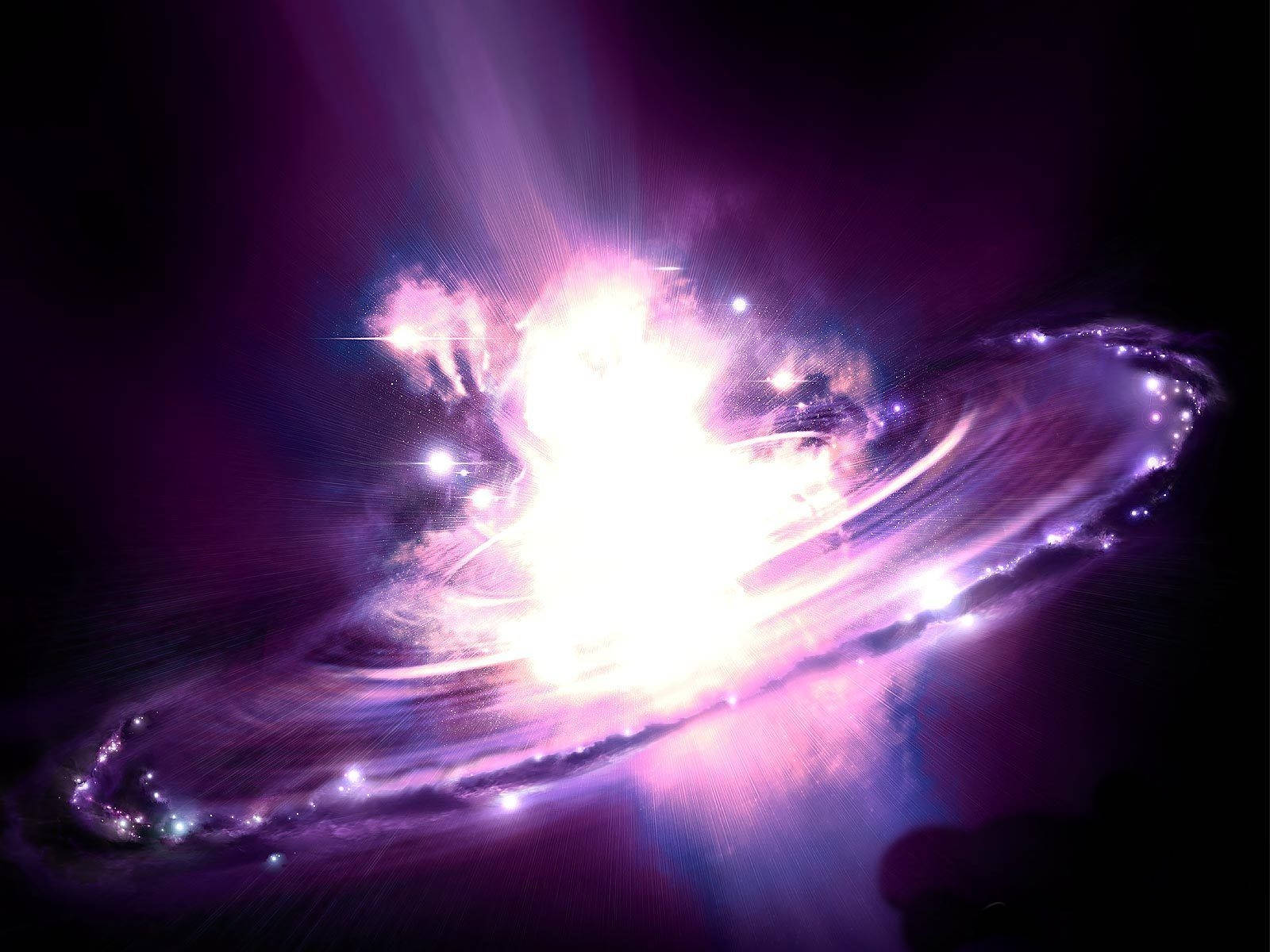 indigo aesthetic, glowing purple ringed planet, cosmic explosion, HD Desktop Wallpaper
