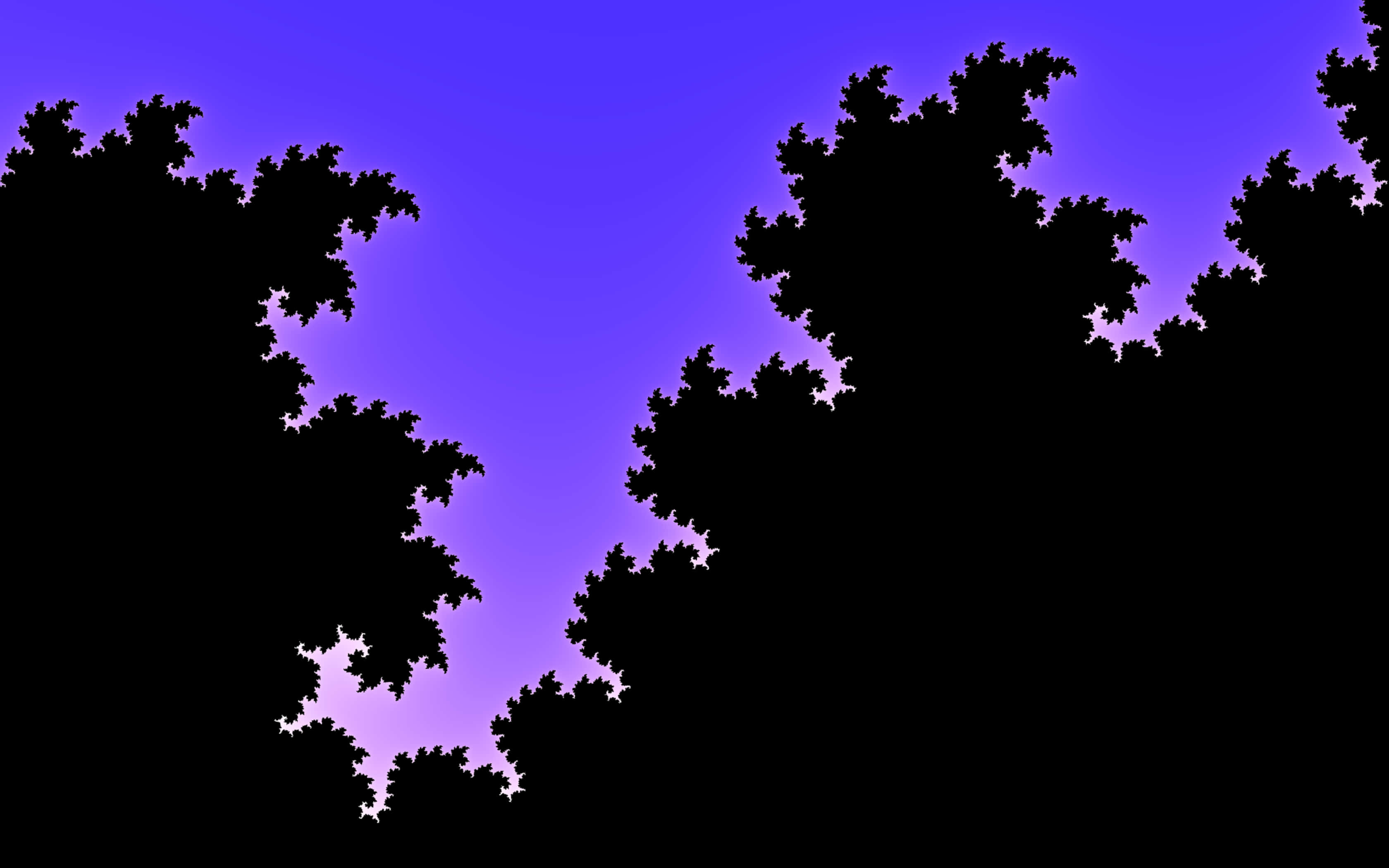 Indigo, fractal tree branches, gradient purple twilight sky, 2K Desktop Wallpaper