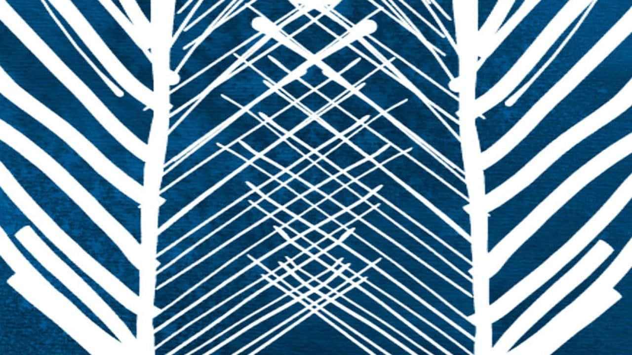 Indigo, deep blue background, abstract white line art, HD Desktop Wallpaper