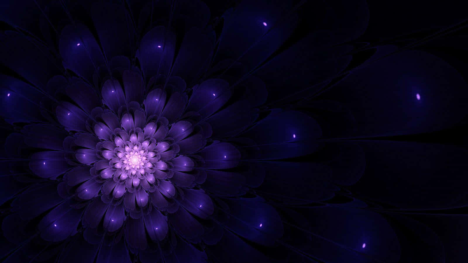 Indigo, fractal flower, glowing purple hues, HD Desktop Wallpaper