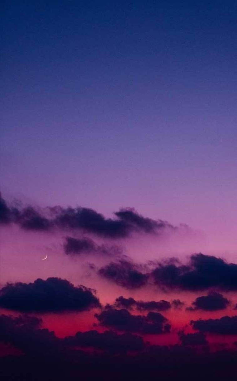 Indigo, crescent moon, dark clouds, SD Phone Wallpaper
