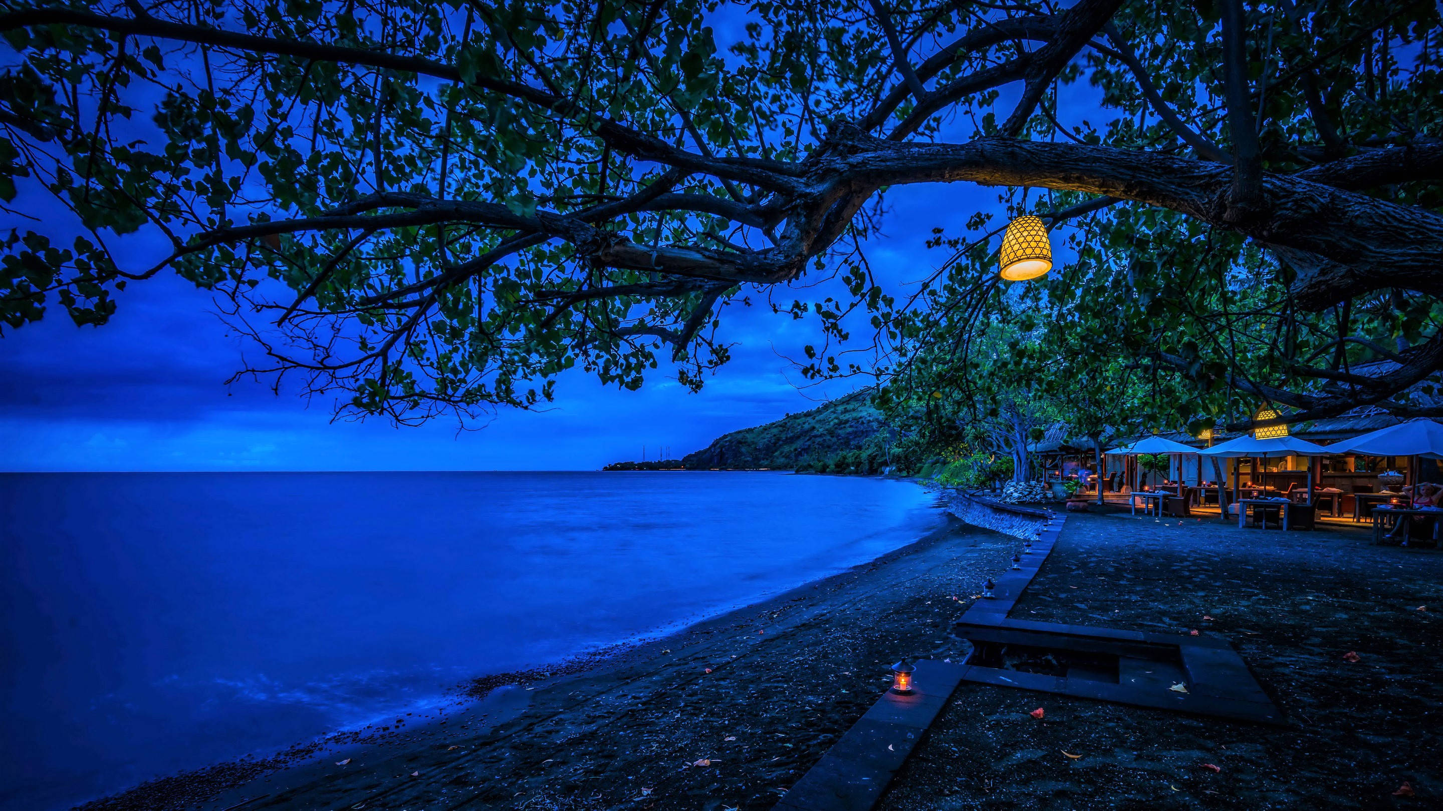 Indonesia, beach resort, evening, 2K Desktop Wallpaper