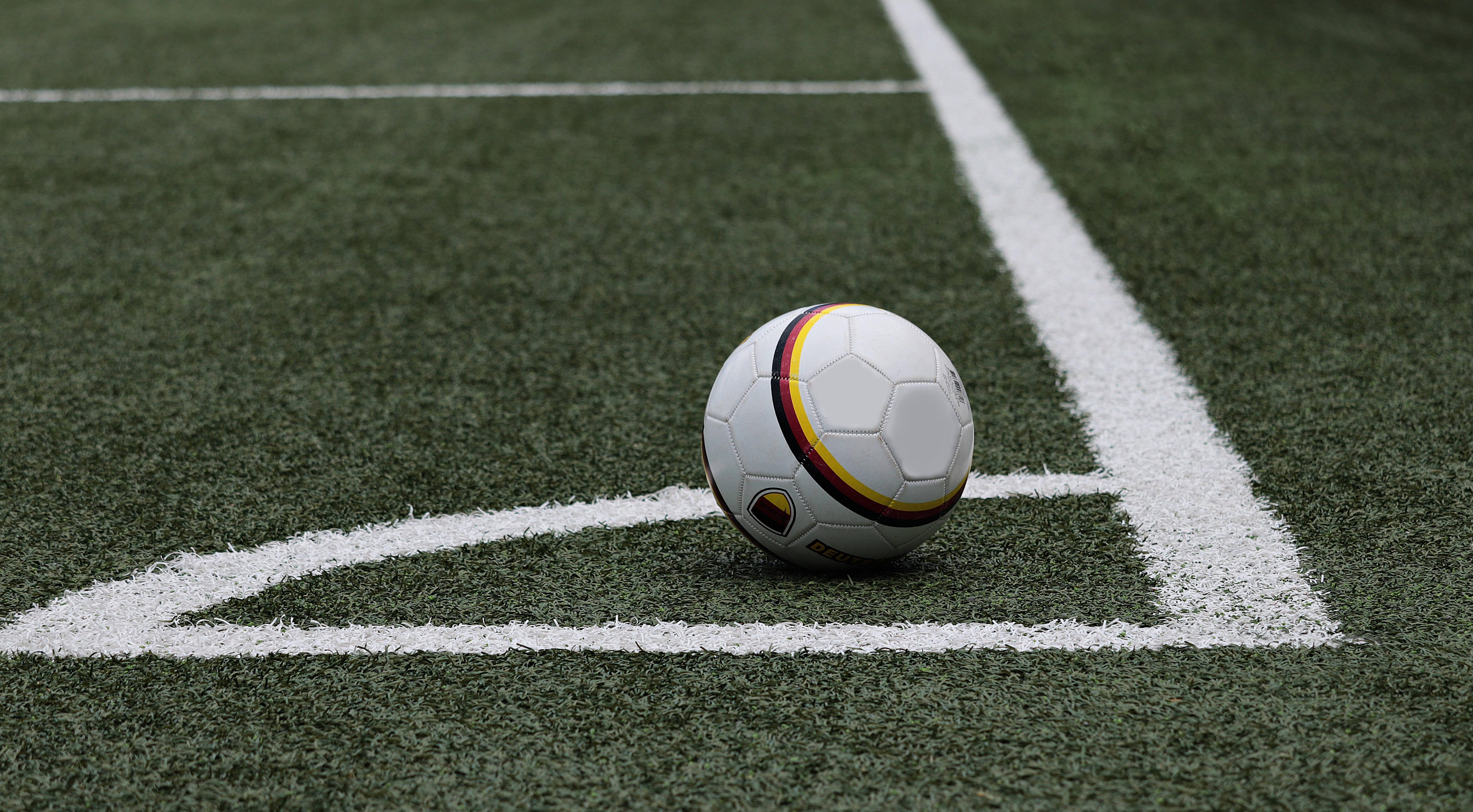 soccer ball, corner arc, green artificial turf field, 5K Desktop Wallpaper