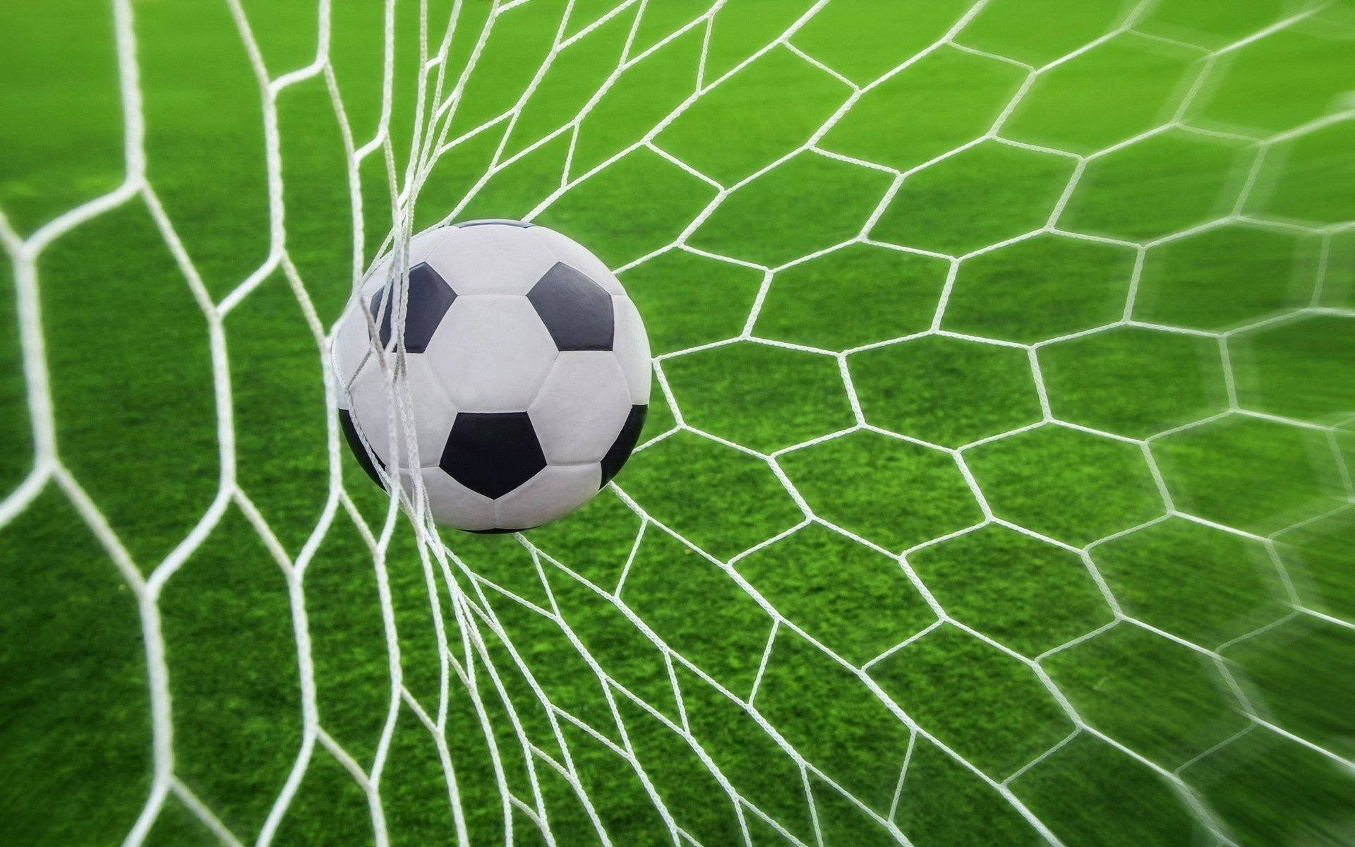 soccer ball, black and white, white netting, Full HD Desktop Wallpaper