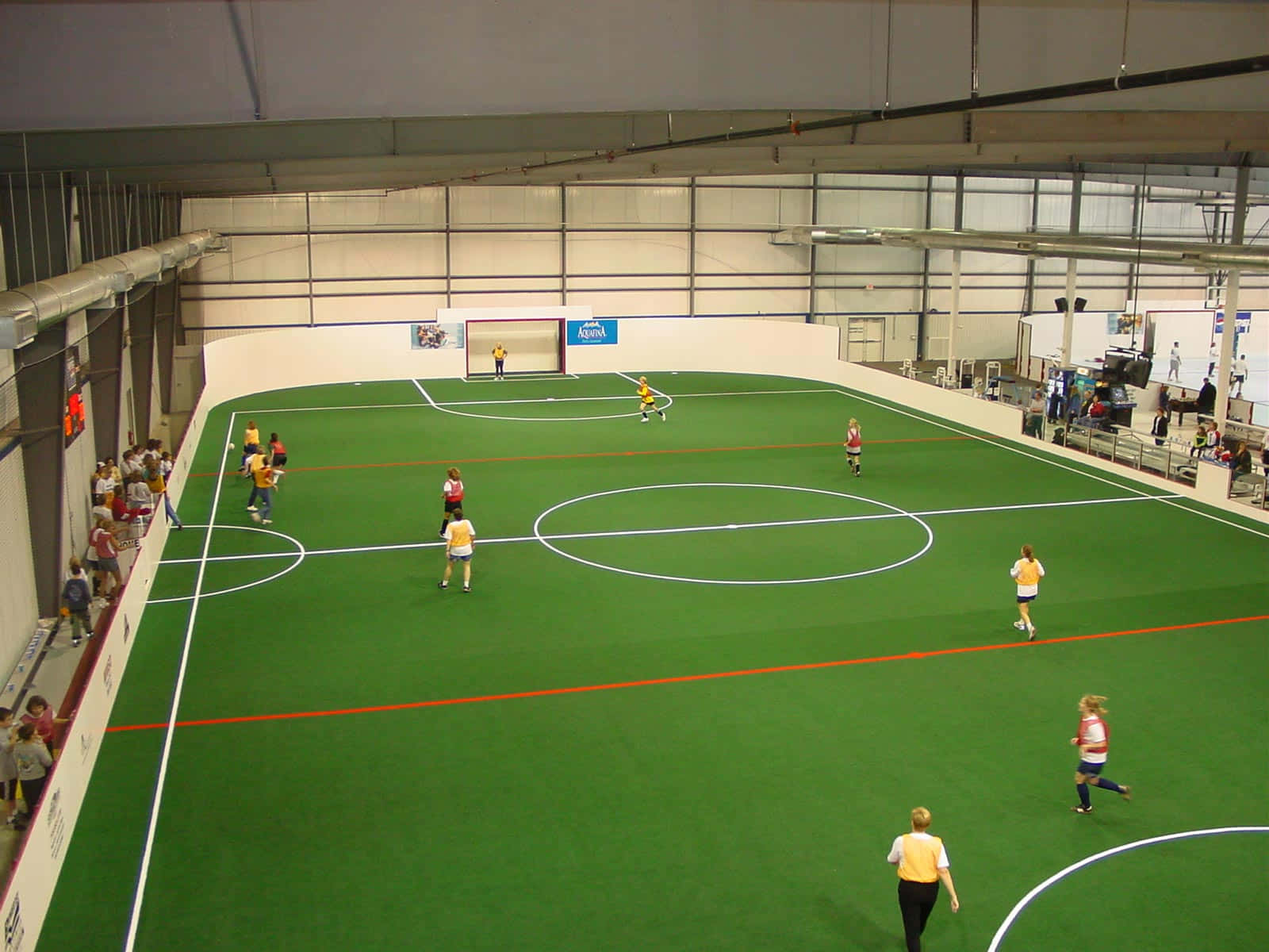 indoor soccer, vibrant green turf field, bright artificial lighting, HD Desktop Wallpaper