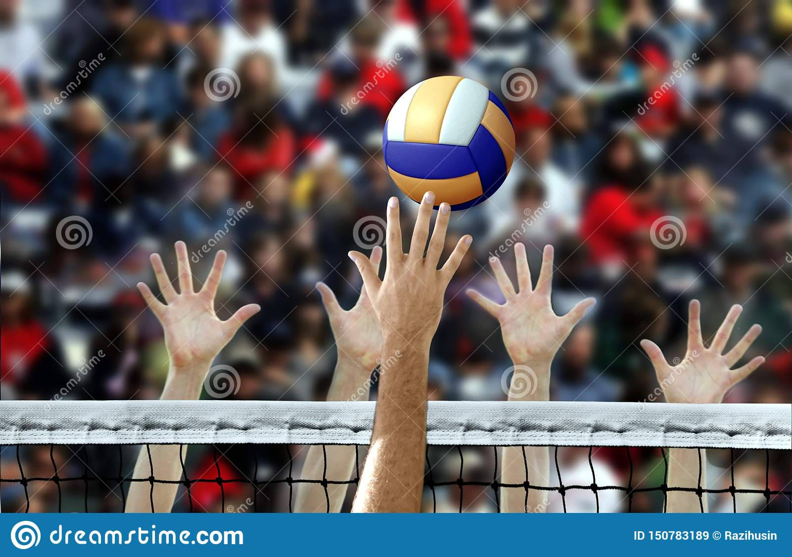 volleyball, blue yellow and white ball, hands, HD Desktop Wallpaper