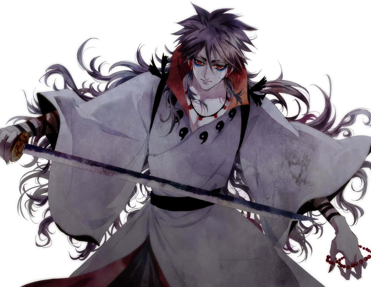 Indra Ōtsutsuki, spiky gray hair, red eyes, SD Desktop Wallpaper