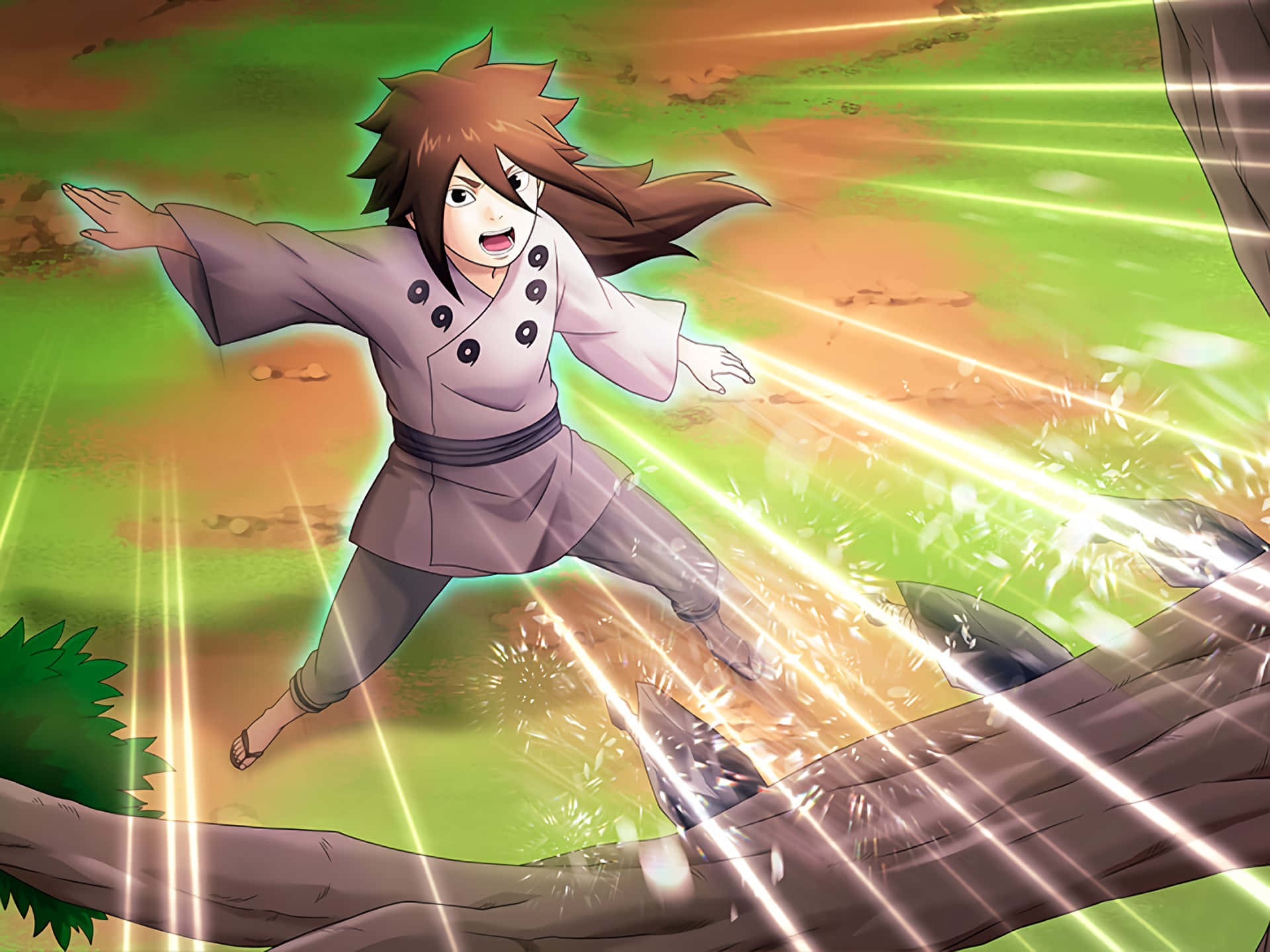 Indra Ōtsutsuki, grey robe, brown-haired, Full HD Desktop Wallpaper