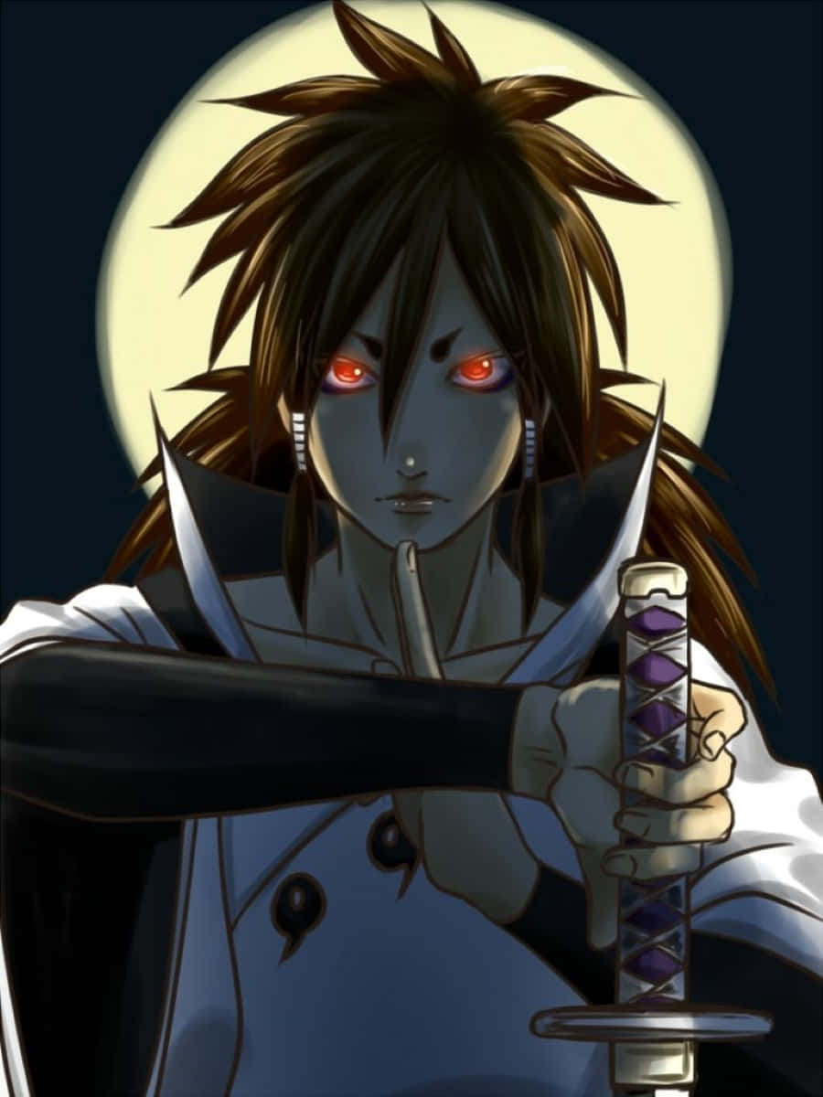 Indra Ōtsutsuki, glowing red eyes, spiky brown hair, SD Phone Wallpaper
