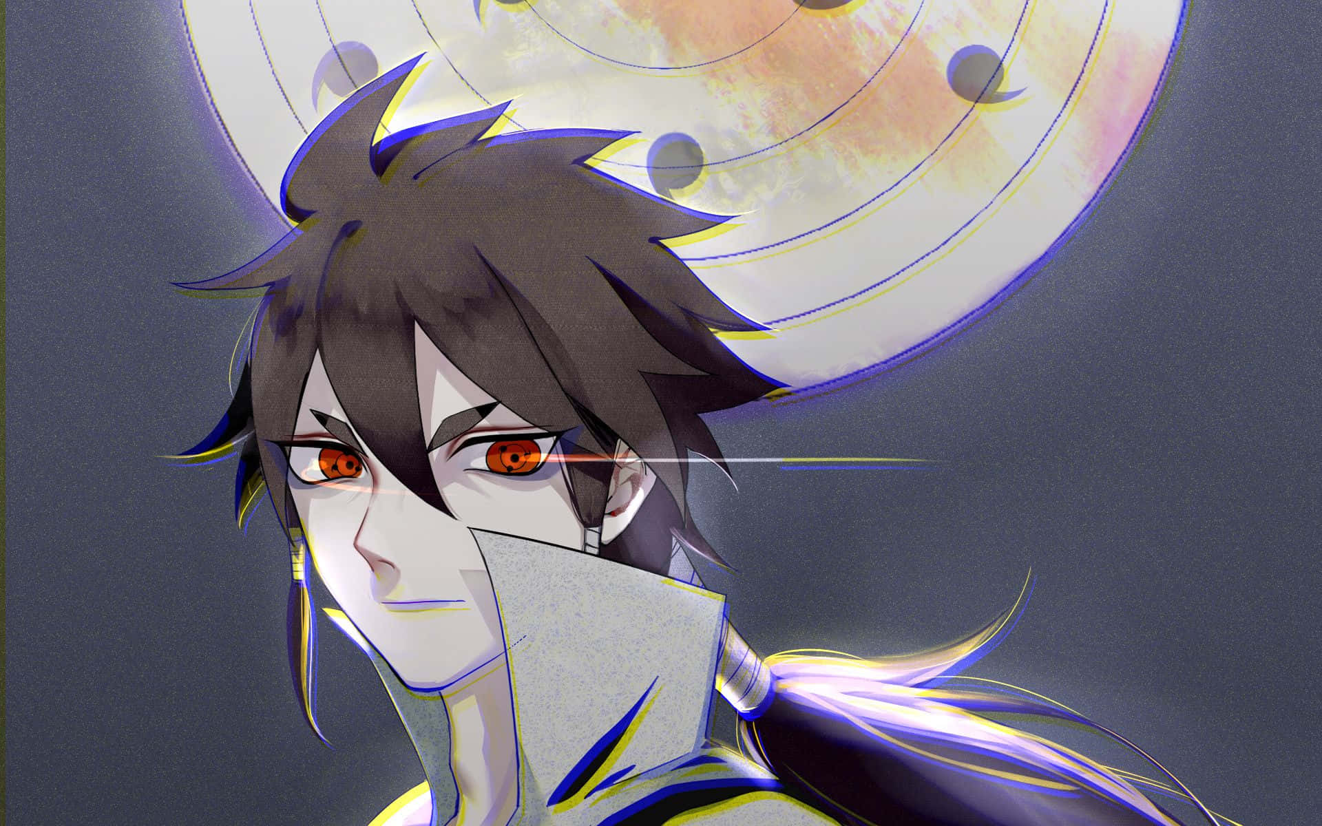Indra Ōtsutsuki, orange eyes, dark hair, Full HD Desktop Wallpaper