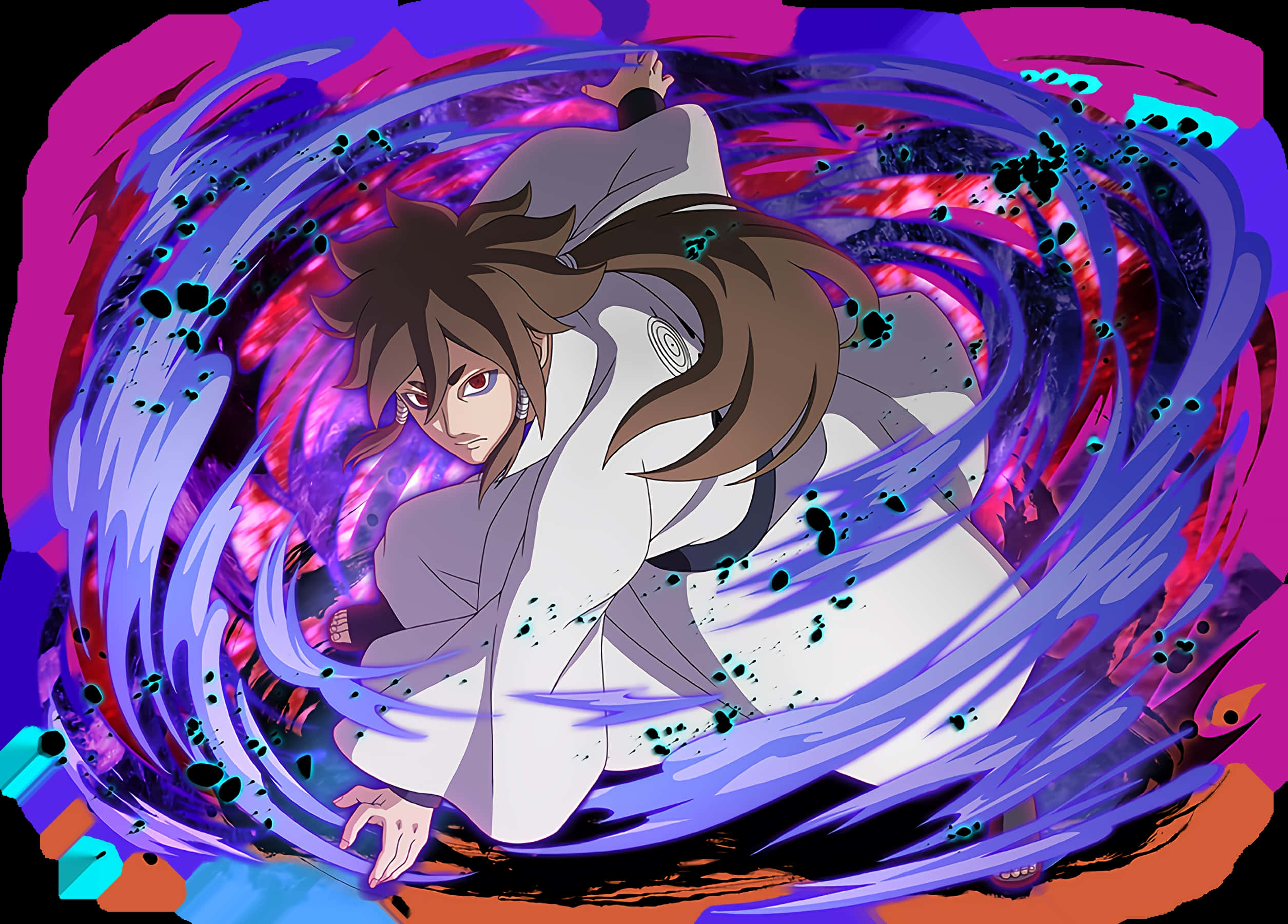 Indra ōtsutsuki, white robe, swirling purple and pink energy attack, Full HD Desktop Wallpaper