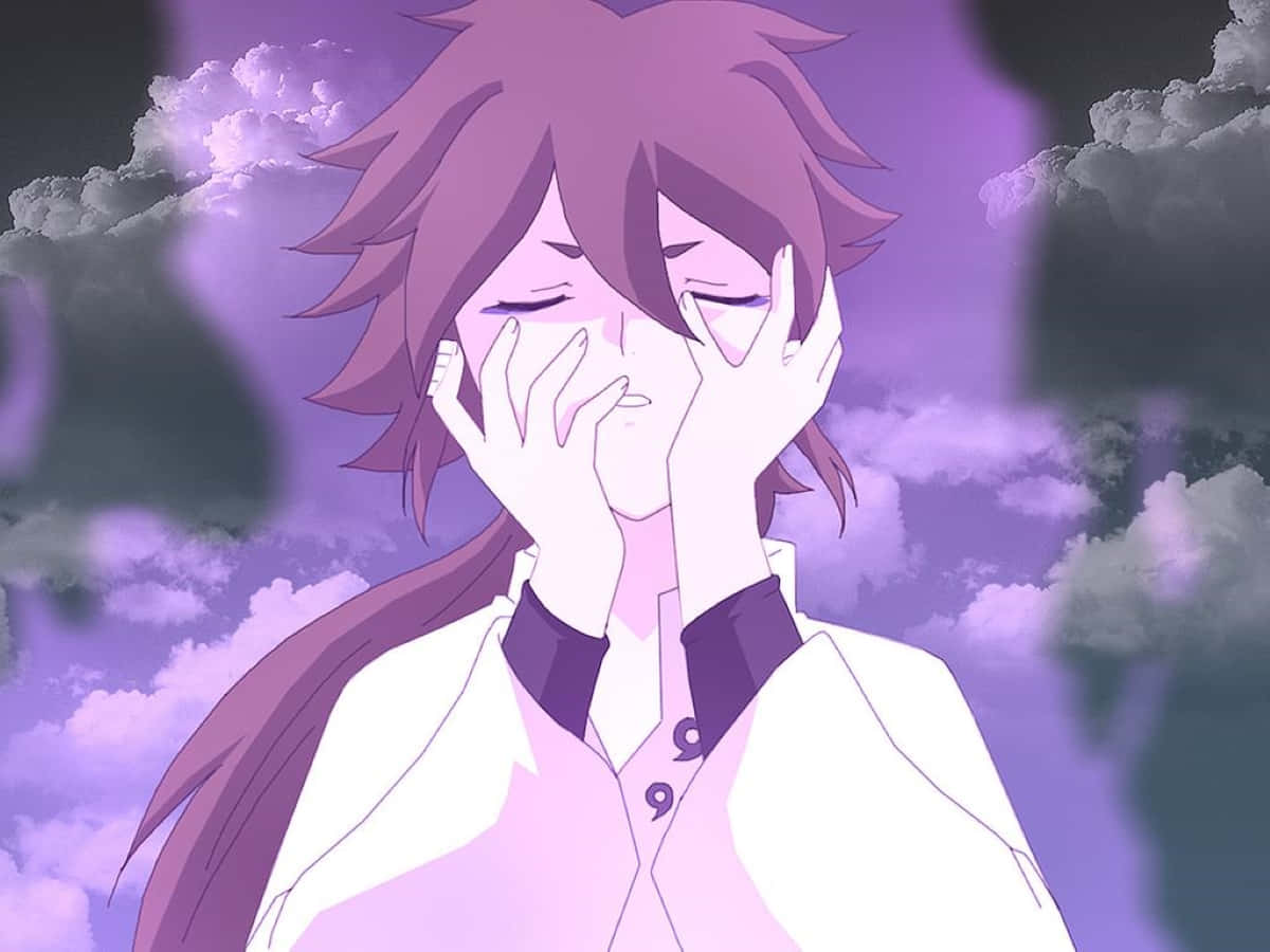 Indra Ōtsutsuki, purple-haired anime character, dreamy purple cloudy sky, SD Desktop Wallpaper