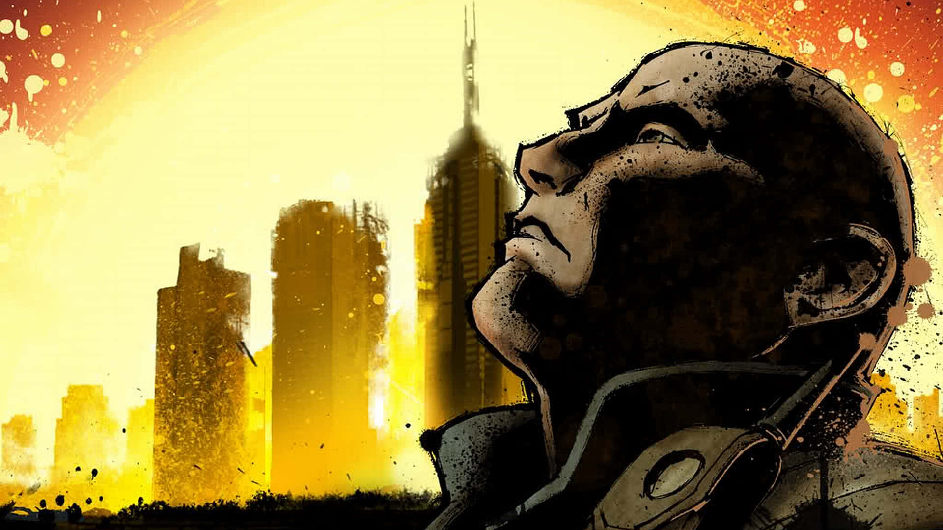 Infamous, bald man, futuristic suit, Full HD Desktop Wallpaper