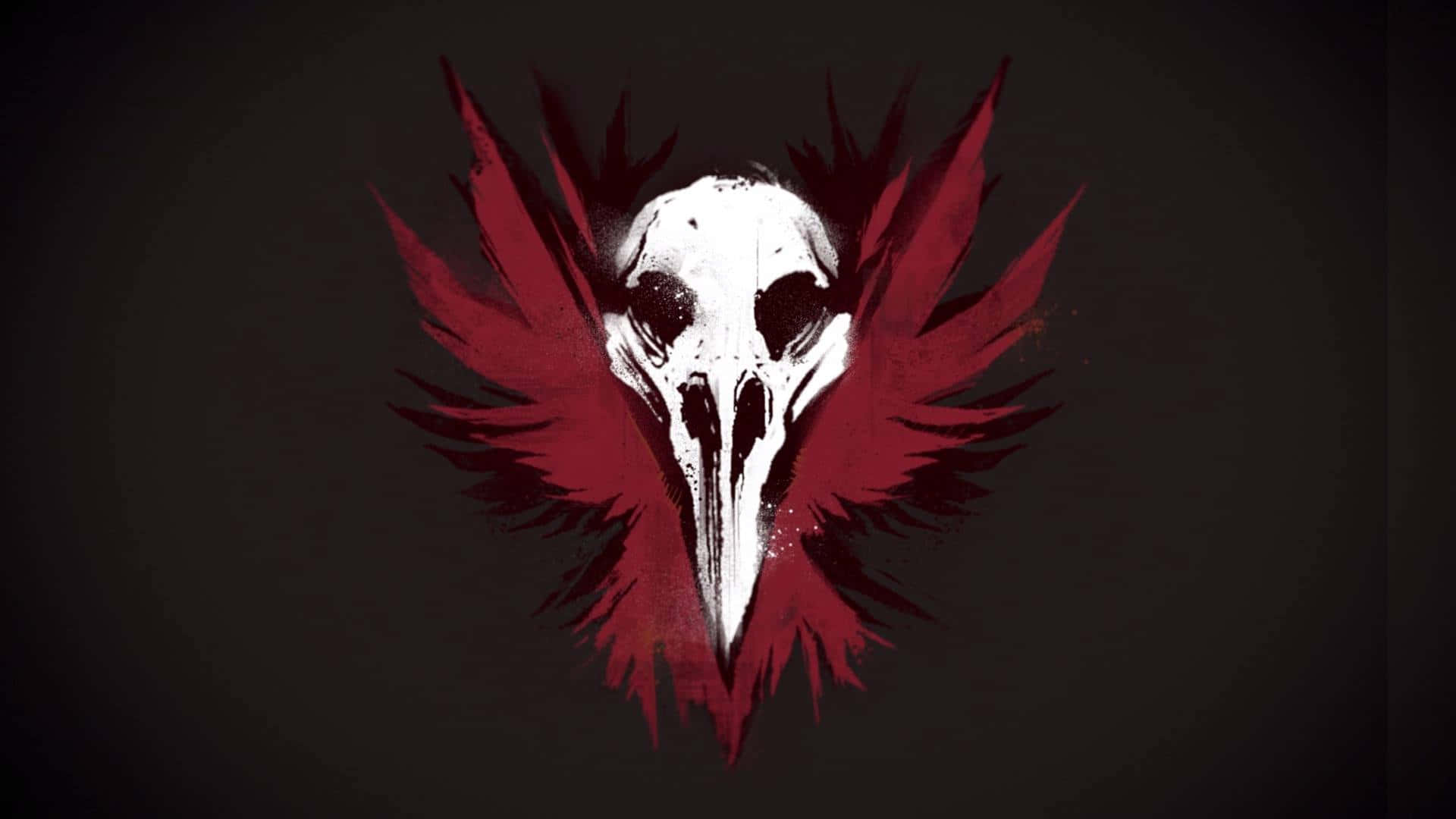 Infamous, bird skull, red feathered wings, Full HD Desktop Wallpaper