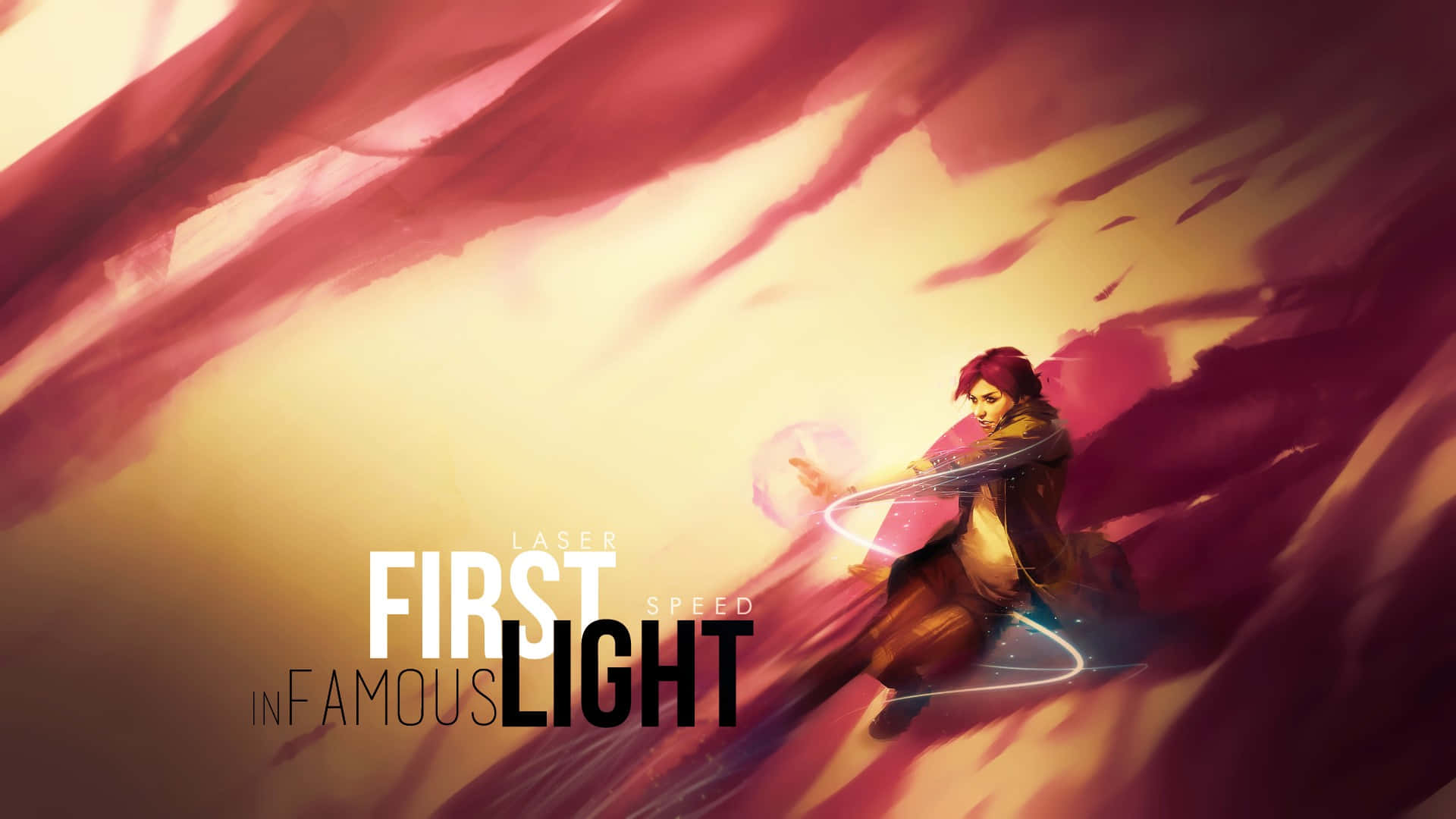 Infamous, red-haired figure, glowing energy, Full HD Desktop Wallpaper
