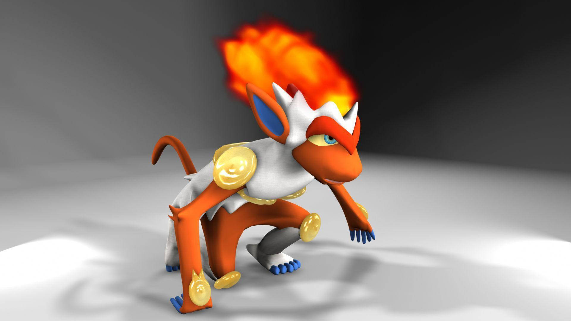 Infernape, fiery orange and white, flaming mane, Full HD Desktop Wallpaper