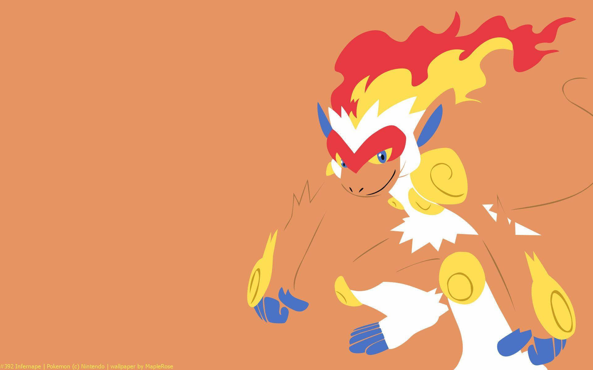 Infernape, light orange, stylized flames, Full HD Desktop Wallpaper