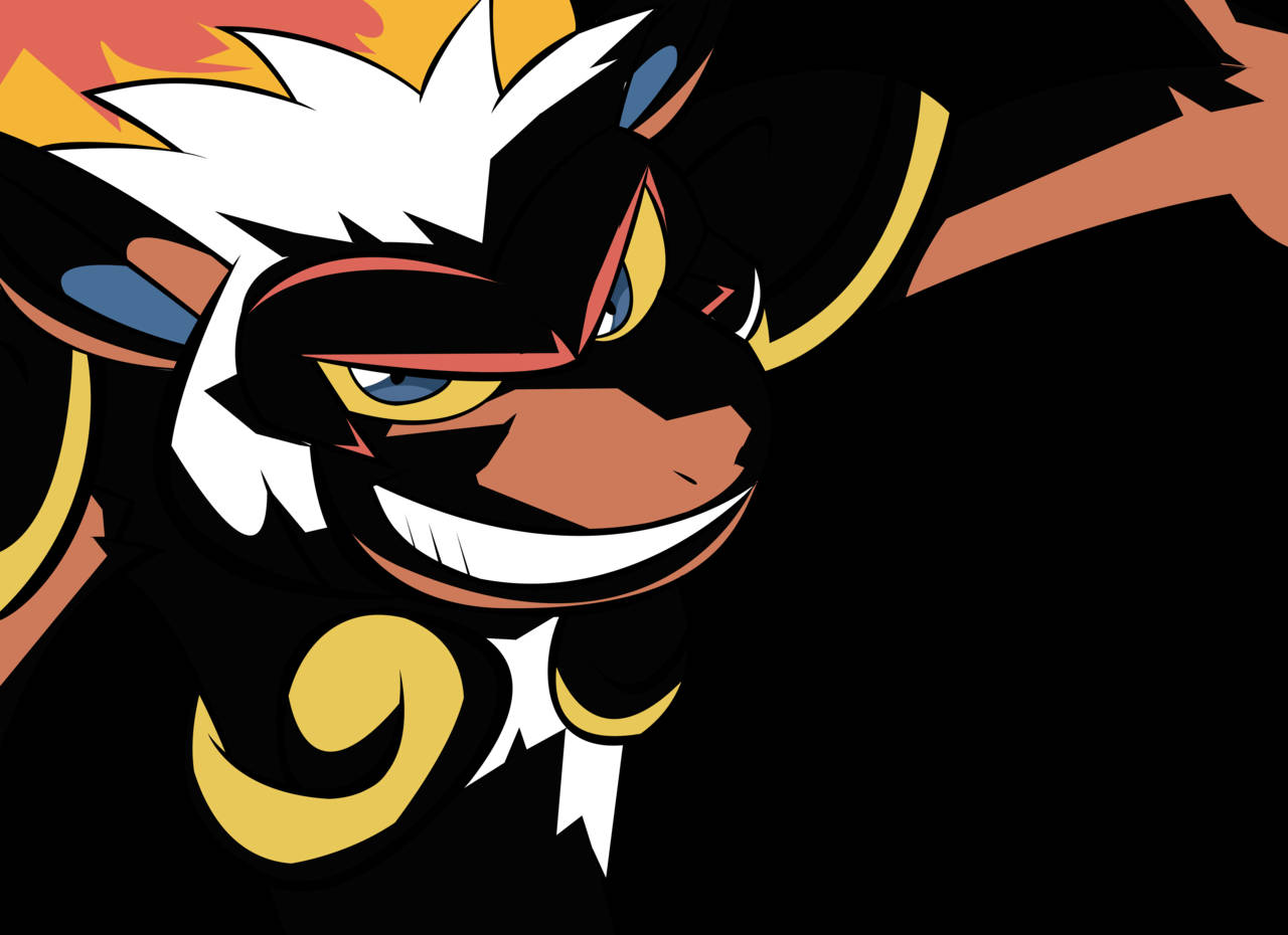 Infernape, black background, white spiky hair, HD Desktop Wallpaper