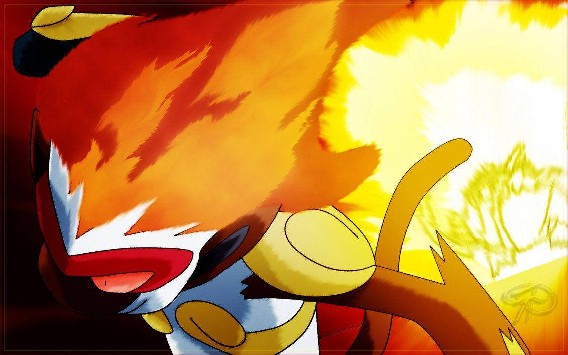 Infernape, fiery fox-like Pokémon, blazing tail attack, SD Desktop Wallpaper