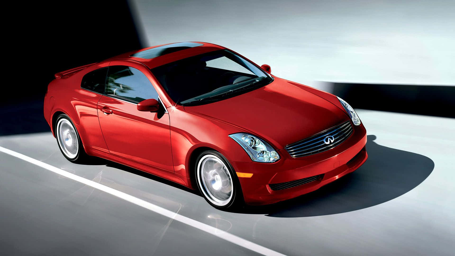 Infiniti G35, sleek red sports car, chrome accents, Full HD Desktop Wallpaper