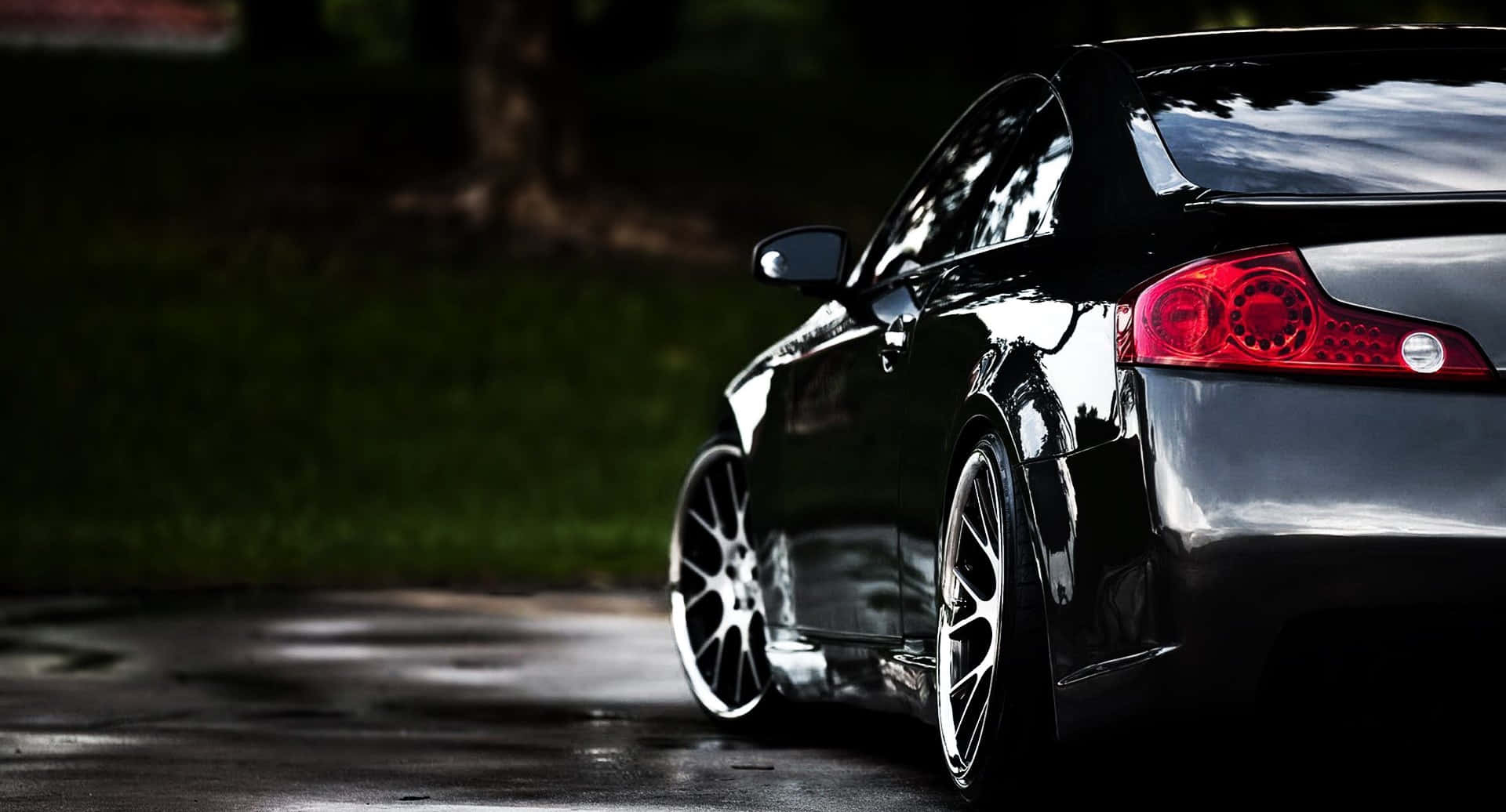 Infiniti G35, black, glowing red taillights, Full HD Desktop Wallpaper