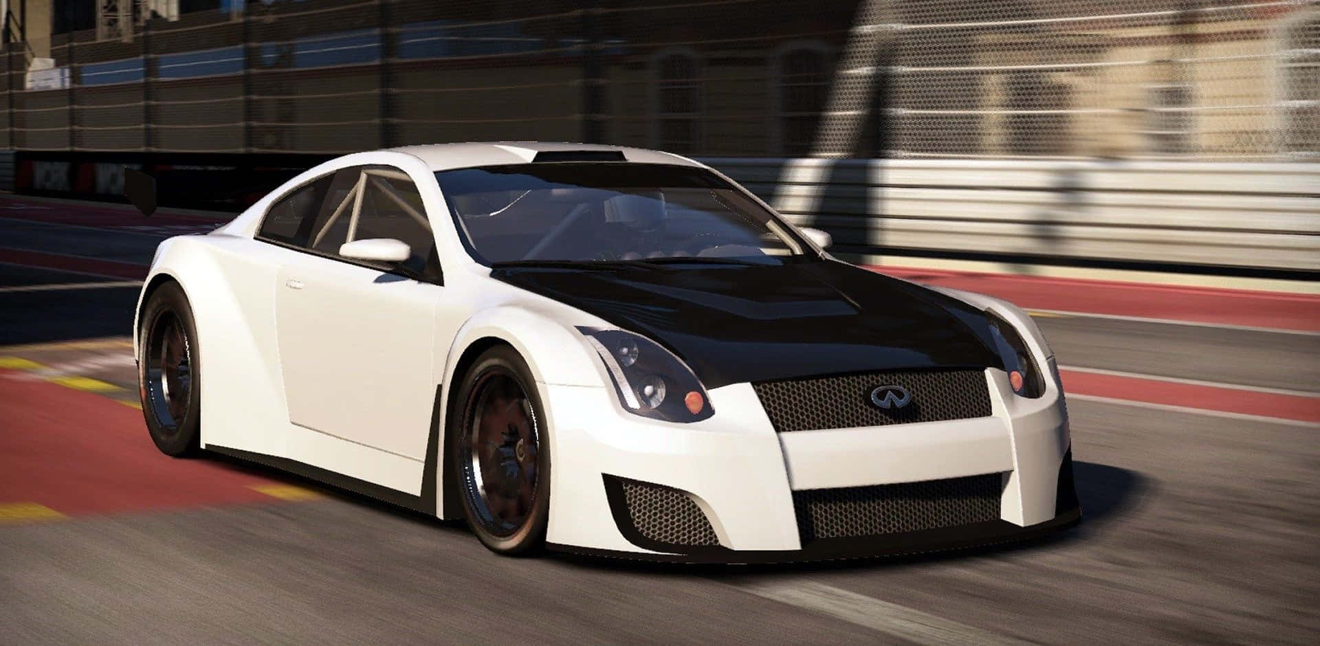 Infiniti G35, white and black, racetrack, Full HD Desktop Wallpaper