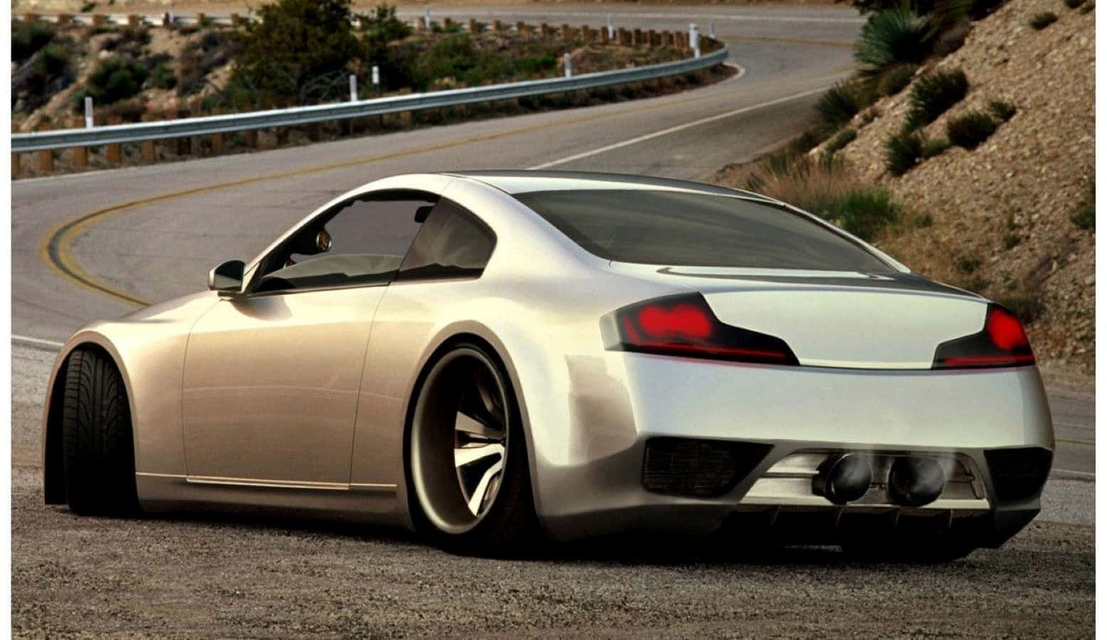 Infiniti G35, silver, red taillights, HD Desktop Wallpaper