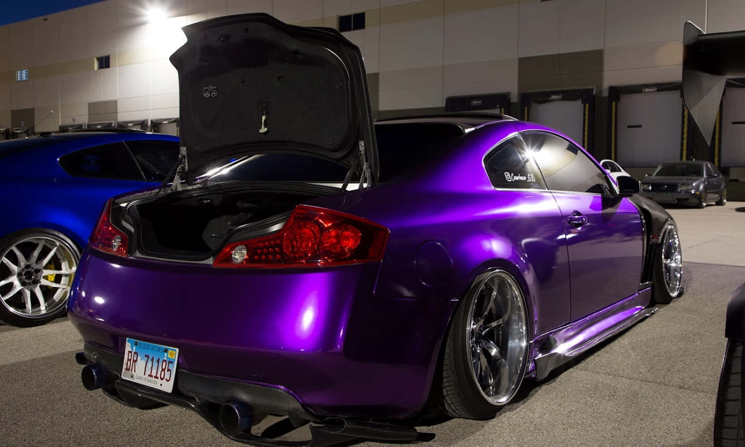 Infiniti G35, glossy purple, trunk open, HD Desktop Wallpaper