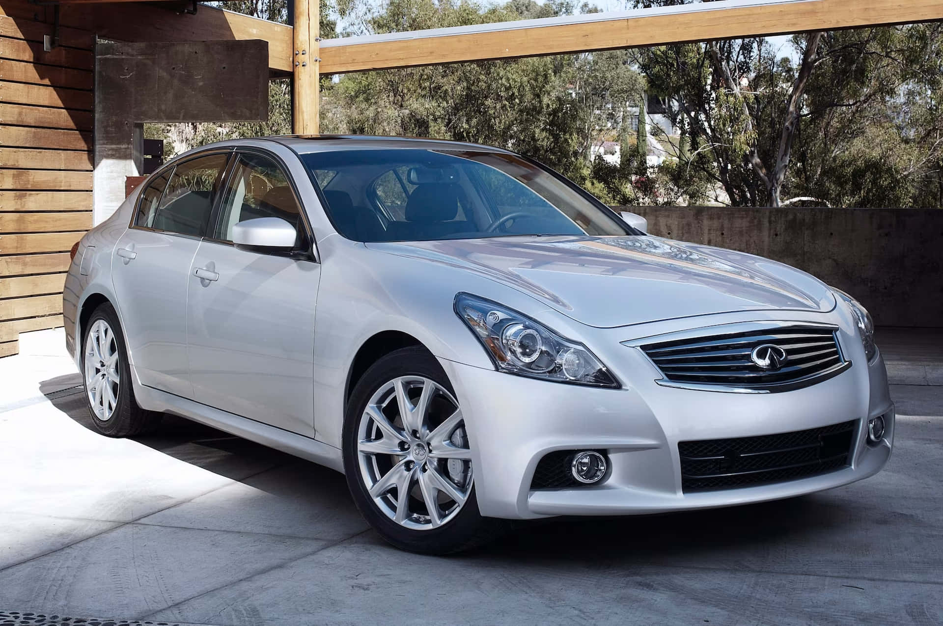 Infiniti G37, silver, night time cityscape, Full HD Desktop Wallpaper