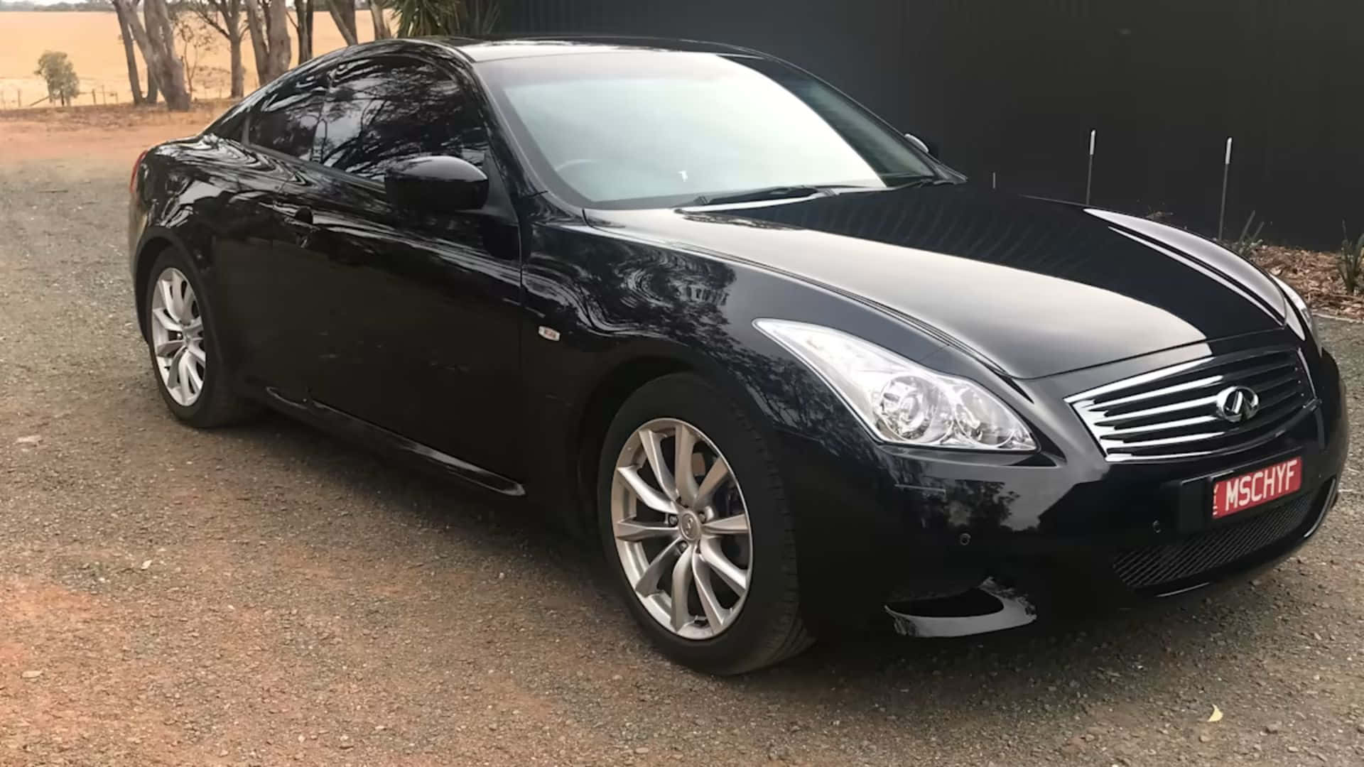Infiniti G37, black, gravel driveway, Full HD Desktop Wallpaper