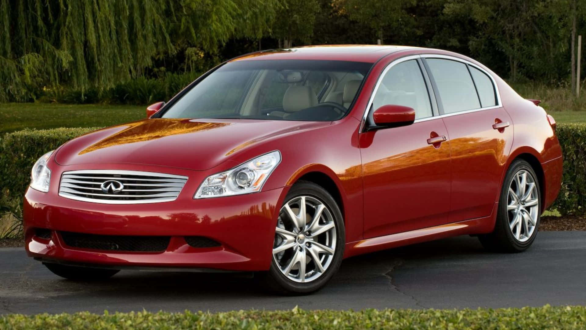 Infiniti G37, glossy red, urban landscape, Full HD Desktop Wallpaper