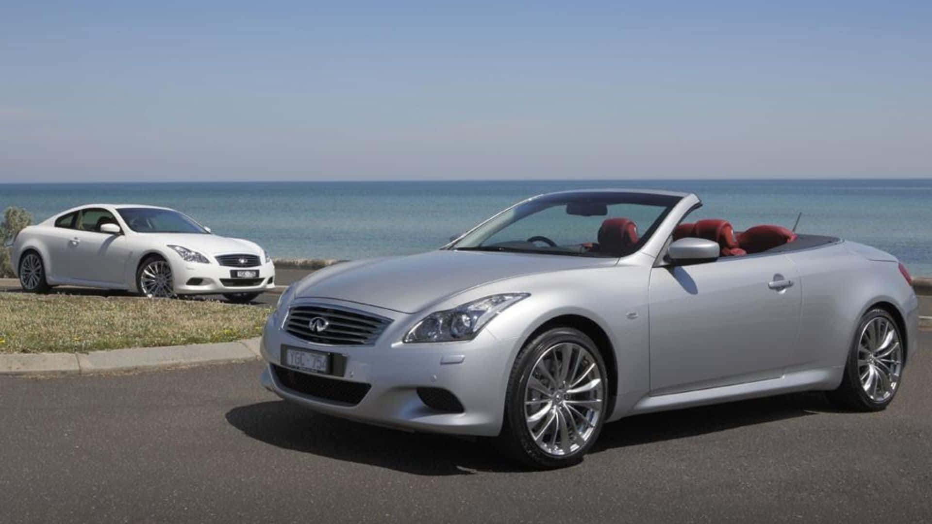 Infiniti G37, sleek silver, red interiors, Full HD Desktop Wallpaper